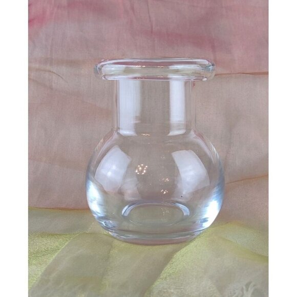 Clear Glass Bud Vase Apothecary Jar Round Height 4.75" Hand Blown Italy VTG 1960 - Picture 1 of 12